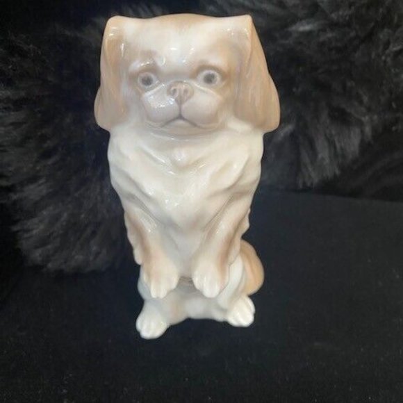 Vintage Royal Copenhagen of Denmark Pekingese Dog Standing in Tan - Picture 2 of 8
